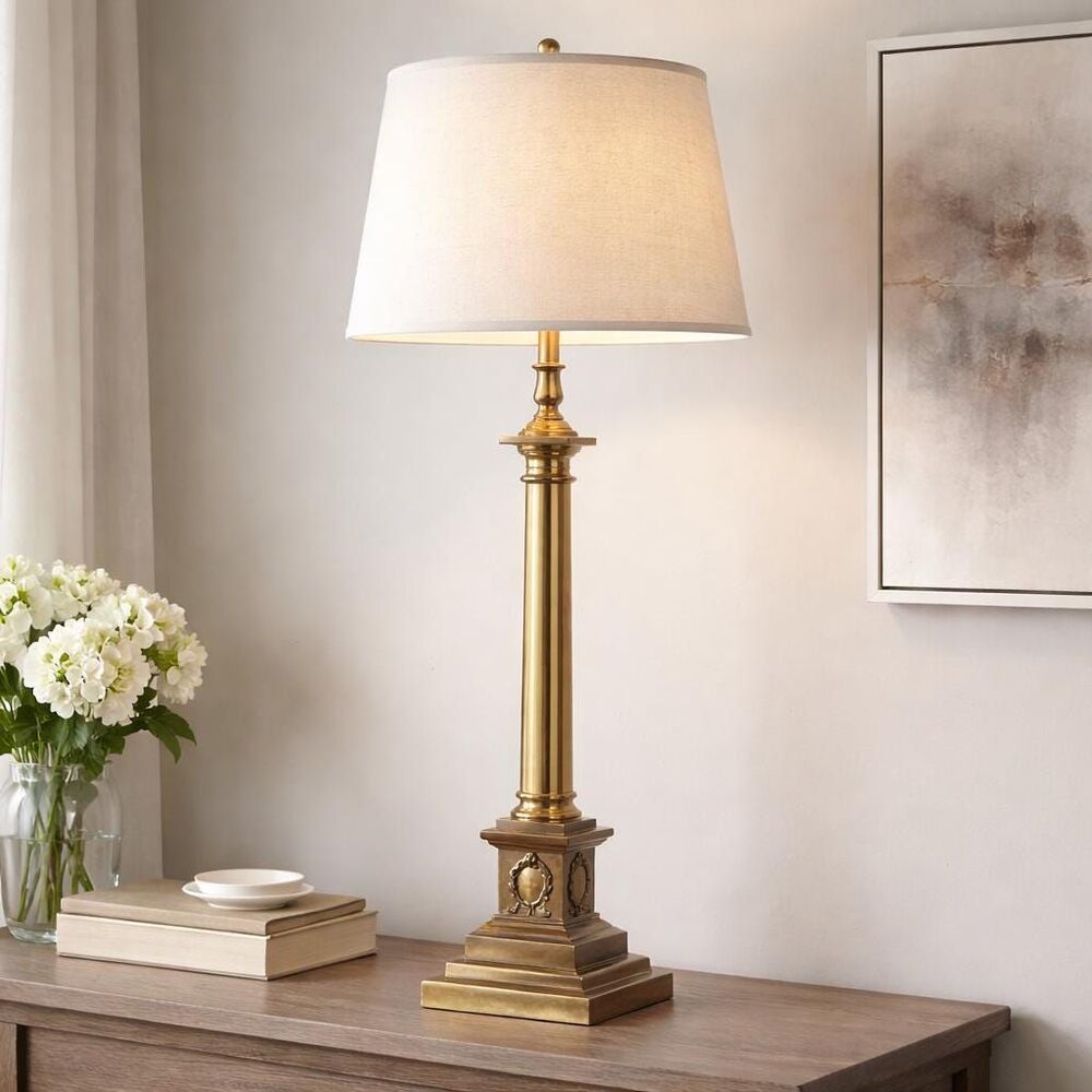 Vintage Brass Corinthian Column Lamp, Tall Brass Table Lamp, Neo Classical Decor